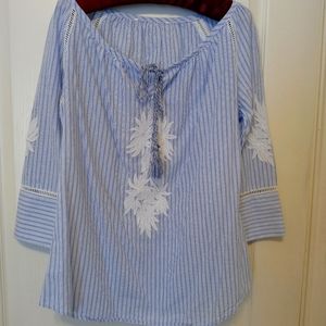 Blue and white blouse